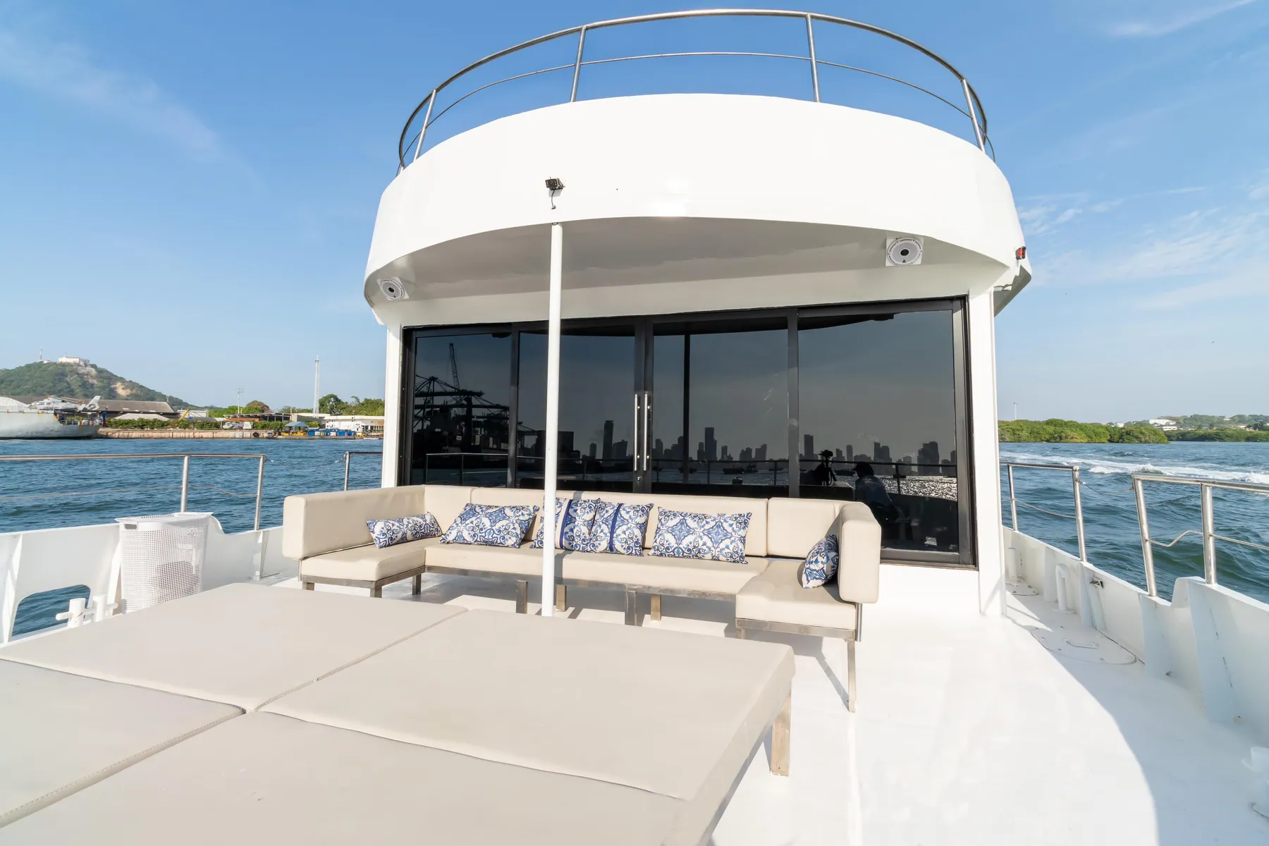 Upper terrace onboard Mavi Soul with generous seating